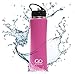 GO Bottles Stainless Steel Insulated Water Bottle with Flip Straw and Sweat-Proof Rubber Grip H2O Sports Drinking Bottle, 24 oz.