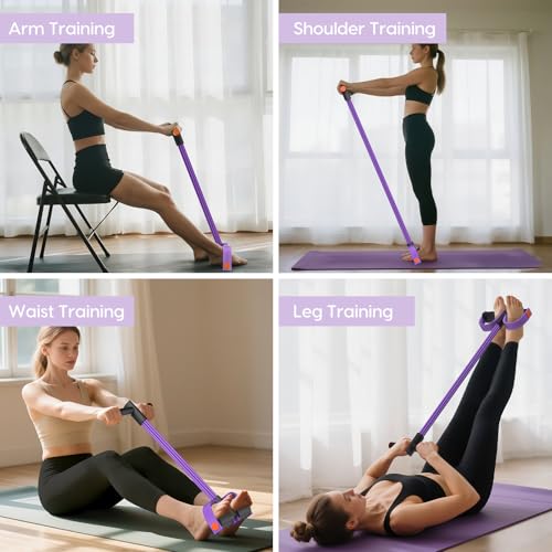 Resistance Bands with Handles, 6-Tube Elastic Pedal Resistance Bands for Working Out, Durable Natural Rubber Exercise Bands, Multifunction Exercise Equipment for Abdomen, Waist, Arm, Leg Stretching
