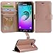 J3 case,Express Prime case, Amp Prime case, Arae Galaxy J3 Wallet Case with Kickstand and Flip Cover, Rosegold