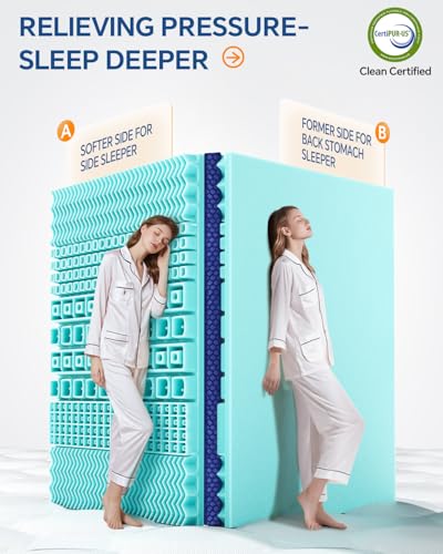 BEDELITE Dual Layer 4 Inch King Size Memory Foam Mattress Topper | 2 Inch Soft Pillow Top Mattress Pad Cover and 2 Inch Gel Memory Foam for Pressure Relief, 2-in-1 Design for Comfort & Support