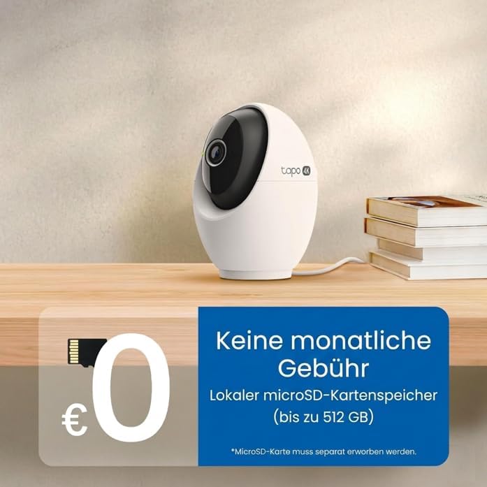 C260 4K 8MP Überwachungskamera Innen 360°, Lokale KI-Erkennung, Physischer Privatsphärenmodus, 18-Facher Digitalzoom, Bewegungsverfolgung, Zwei-Wege-Audio, MicroSD-Karte Bis zu 512 GB