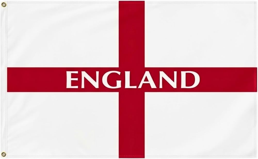 SHATCHI England St George Cross Flag 5ft x 3ft with Brass Eyelets Polyester
