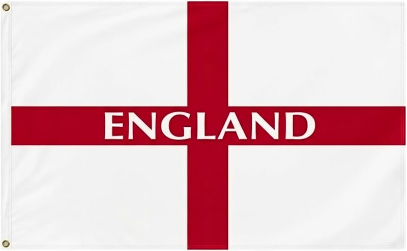 SHATCHI England St George Cross Flag 5ft x 3ft with Brass Eyelets Polyester