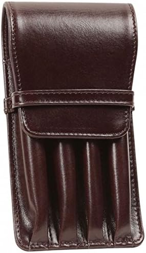 Aston Leather Quadruple Pen Case Brown