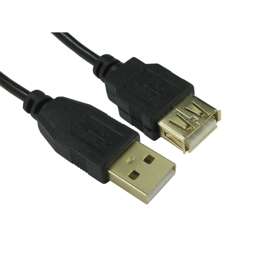 ConnectingU USB2.0 Cable A Male to A Female Extension Cable, Black, 0.5 metres long
