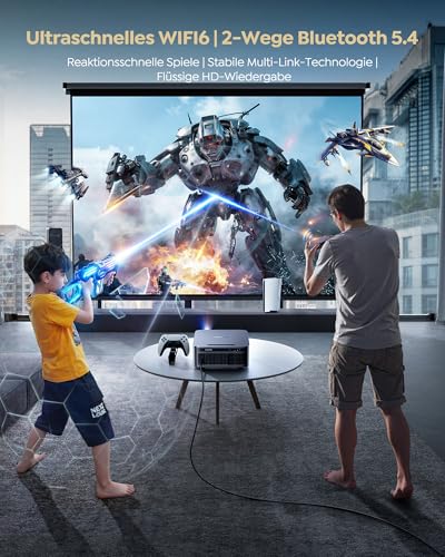 Projector 4K with Google TV 14.0, 2200 ANSI, MEMC, HDR10, 40W Dolby Audio, 4K Projector Home Cinema AI Image Adjustment Smart Projector Google Voice Control 2-Way Bluetooth 5.4 WiFi 6 2+32GB HDMI 2.1