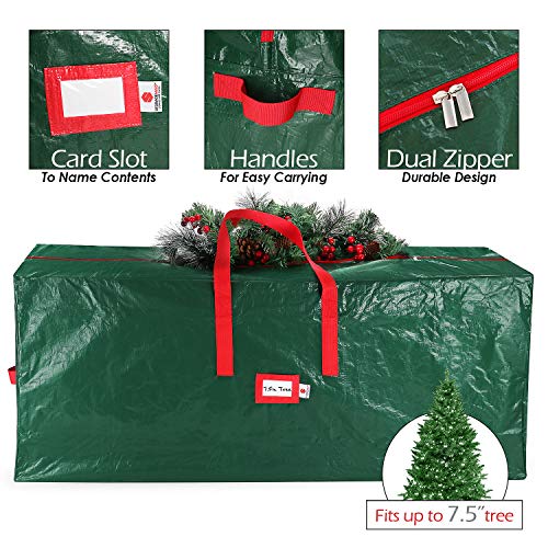 StorageMaid Holiday Storage Set - Large Ornament Storage, Ornament Storage Box, 30" Wreath Container and Christmas Tree Storage Bag for 7.5' Tree - Set of 4