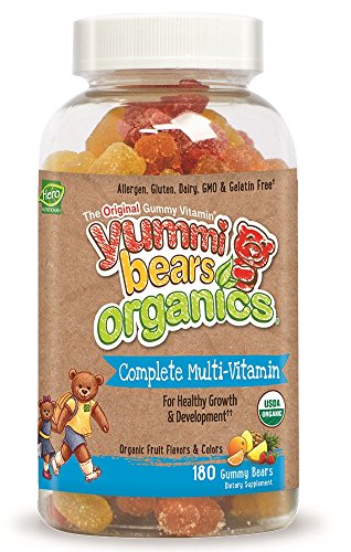 Yummi Bears Organics Gummy Vitamins, Complete Multi Vitamin and Mineral Gummy Bears, 180 Count