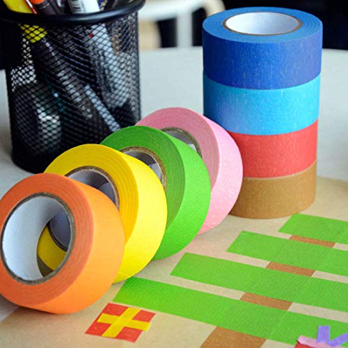 Colored Masking Tape,Colored Painters Tape for Arts & Crafts Projects, Labeling or Coding - Art Supplies for Kids - 10 Rolls Rainbow Masking Tape 1 Inch x 16.5 Yards (2.5cm X 15m)