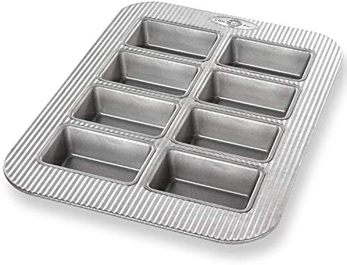 USA Pan Bakeware Aluminized Steel Mini Loaf Pan, 8-Well 2 Pack