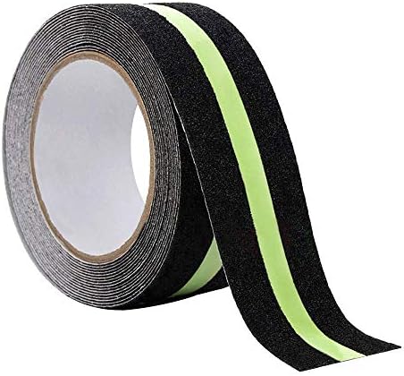 Efanr Anti Slip Grip Tape, Non Slip Glow in The Dark Safety Tape Improves Grip and Prevents Risk of Slippage on Stairs or Other Slippery Surfaces, 2 Inches Wide by 16.4 Feet Long (Black & Green)