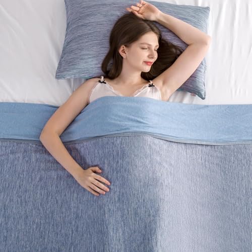 Elegear Summer Cooling Blanket 150×200cm, Japanese Cooling Fiber Q-MAX>0.5 ARC-Chill 3.0, Soft And Skin-Friendly, Sleep Better with Summer Blanket for Sofa, Bed, Blue