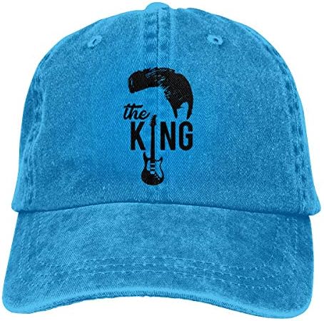 HFUUNNYYS TCB Elvis Men's and Women's Retro Cowboy Hat Adjustable Cowboy Hat Baseball Cap Blue