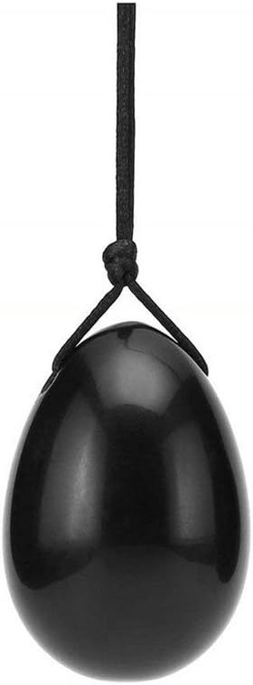 Natural Black Obsidian Stone Yoni Eggs Jade Egg Set for Women Health and Wellness Kegel Exercise Massage Stone - ONE Small Size About 30x20mm