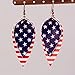 L&N Rainbery American Flag Faux Leather Teardrop Earrings Petal Leaf Earrings Bar Faux Leather Earrings (Leaf)