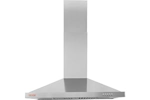 VEVOR TD1775Y-AC-I1 Ducted Range Hood with Button Control Lights Exhaust Fan for Wall Mount, 30-Inch, Silver