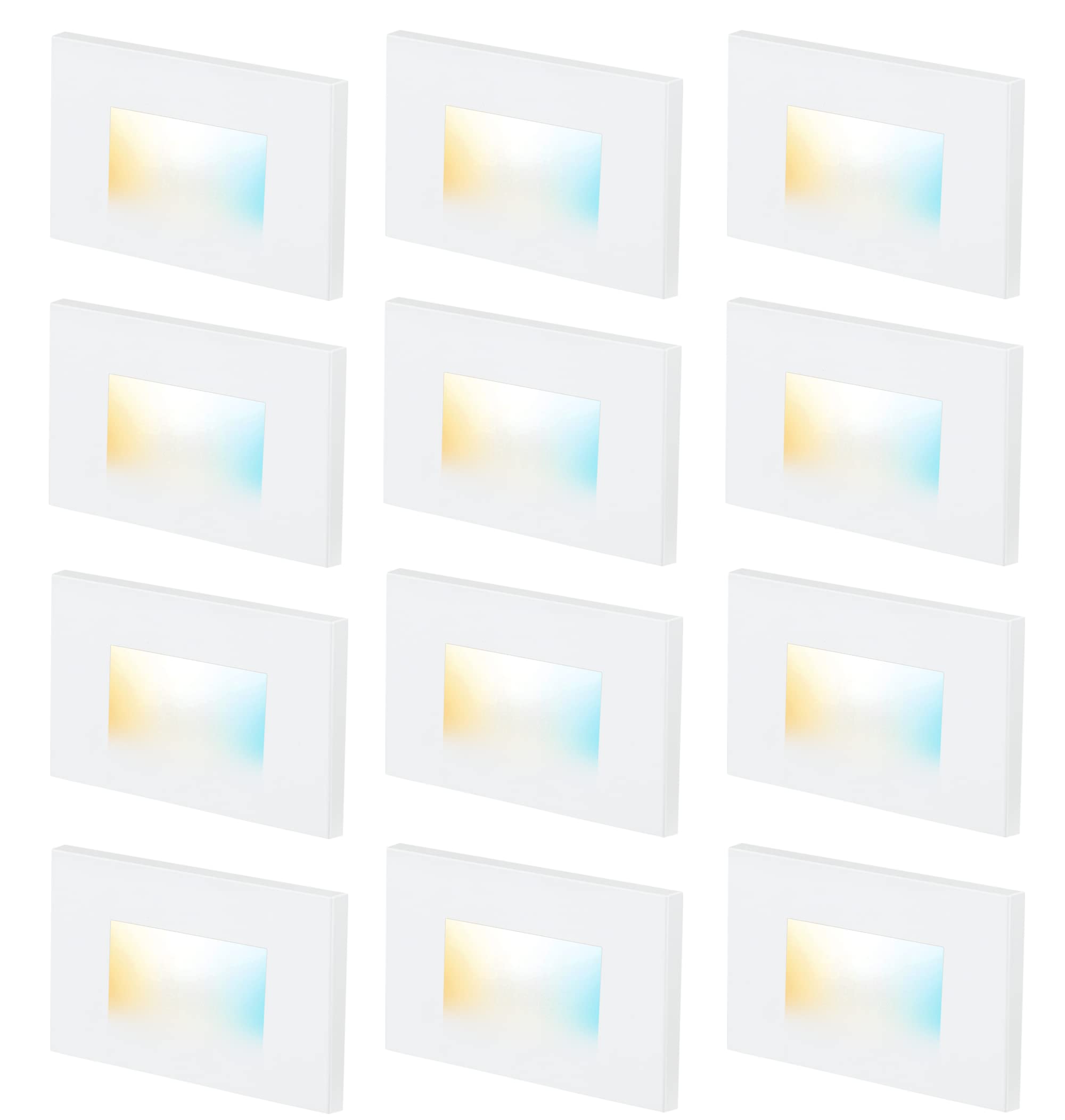 Photo 1 of CLOUDY BAY 3 Color 120V Dimmable LED Indoor Outdoor Step Light,3000K/4000K/5000K 3W 100lm Stair Light,White Finish,12 Pack