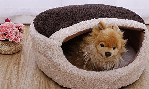 Rainflower Unique Design Warm Pet Beds&House for Dogs and Cats,Coffee