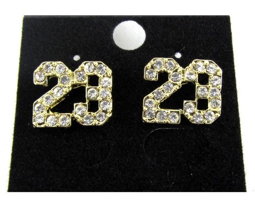 ICED OUT MICHAEL JORDAN #23 JUMPMAN LOGO HIP HOP GOLD EARRINGS CZ STUD BLING BASKETBALL