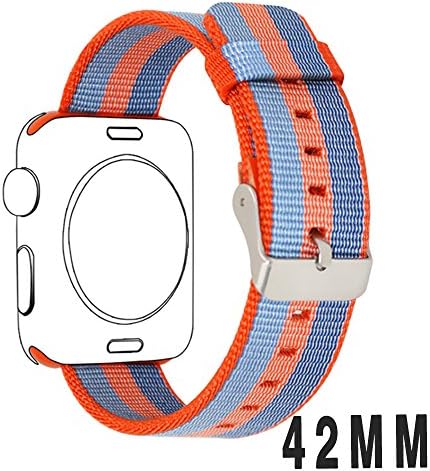 Isenxi Smart Watch Bands 42mm,Woven Nylon Fabric Wrist Strap Replacement Watch Band for iWatch Apple Watch Series1&amp;2&amp;3 (42mm-FK-Orange)