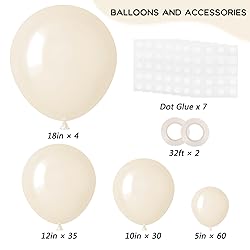 RUBFAC 129pcs Ivory white Balloons Different Sizes