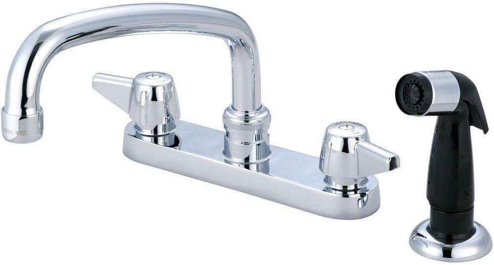 Central Brass 0126-A Double Handle Centerset Kitchen Faucet with Side Spray and Hose