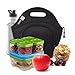 LunchFox Designer Neoprene Lunch Bag Tote for Adults (Men & Women), Black - Midnight on Mulholland
