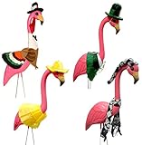 Large Pink Flamingo with 4 Seasonal Outfits Outdoor Lawn Decor Thanksgiving St. Patrick's Day and More