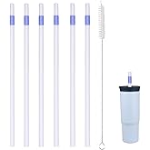 Replacement Straws for Owala 40 oz Tumbler - Include 6 Pack Straws and 1 Pack Cleaning Brush (White-purple)