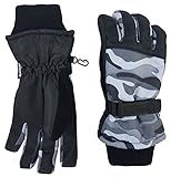 N'Ice Caps Kids Cold Weather Waterproof Camo Print Thinsulate Ski Gloves (5-6 Years, Black Camo)