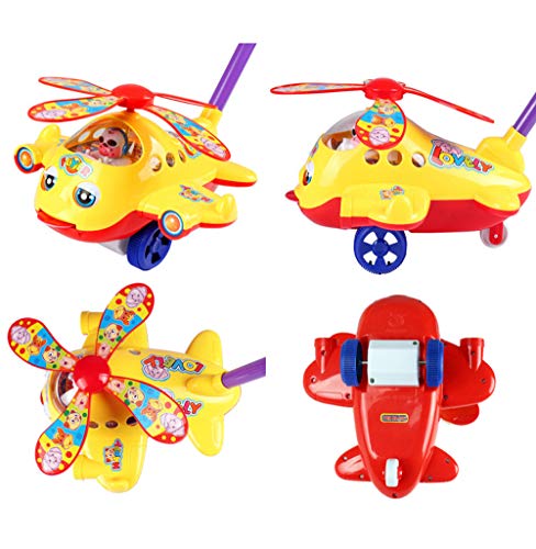 O-Toys Baby Push and Pull Toy Funny Aircraft Push Walker for Kids Toddlers Infants Trolley Early Education Learning Walking Toys Boys Girls 12 Months to 4 Years