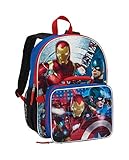 Marvel Boys' Civil War Captain Vs. Ironman Backpack with Lunch Kit, Blue/black