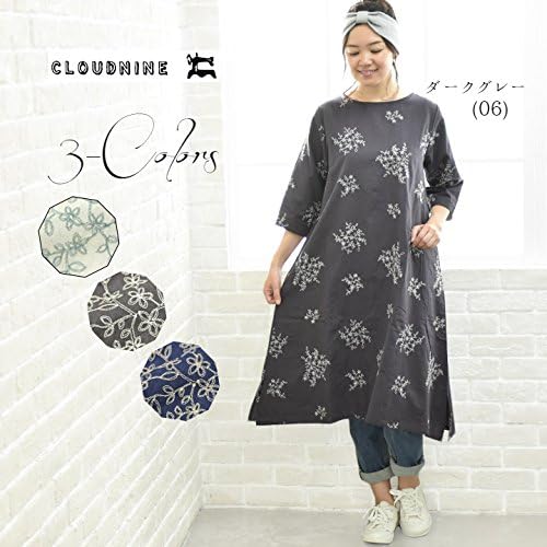 Amazon Co Jp Nn Npo8098 M L ネイビー 85 クラウドナインピュア Cloudnine Pure 花刺繍ワンピース Nn Npo8098 服 ファッション小物