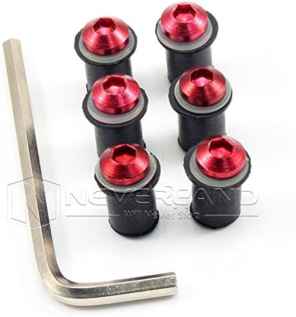 Maxry(TM) 6pcs M5 5mm Motorcycle Windscreen Windshield Bolt Screw Nut Fastener Kit for Honda Red Aluminium C10