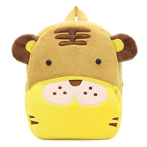 Cute Small Toddler Kids Backpack Plush Animal Cartoon Mini Children Bag for Baby Girl Boy 12-inches (Brown Tiger)