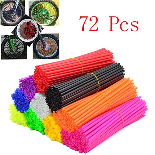 72Pcs Universal Spoke Skins Covers,Wheel Spoke Wraps Skins Pipe Trim Decoration Protector For Motorcycle Dirt Bike Yamaha Honda BMW Suzuki Kawasaki(red)