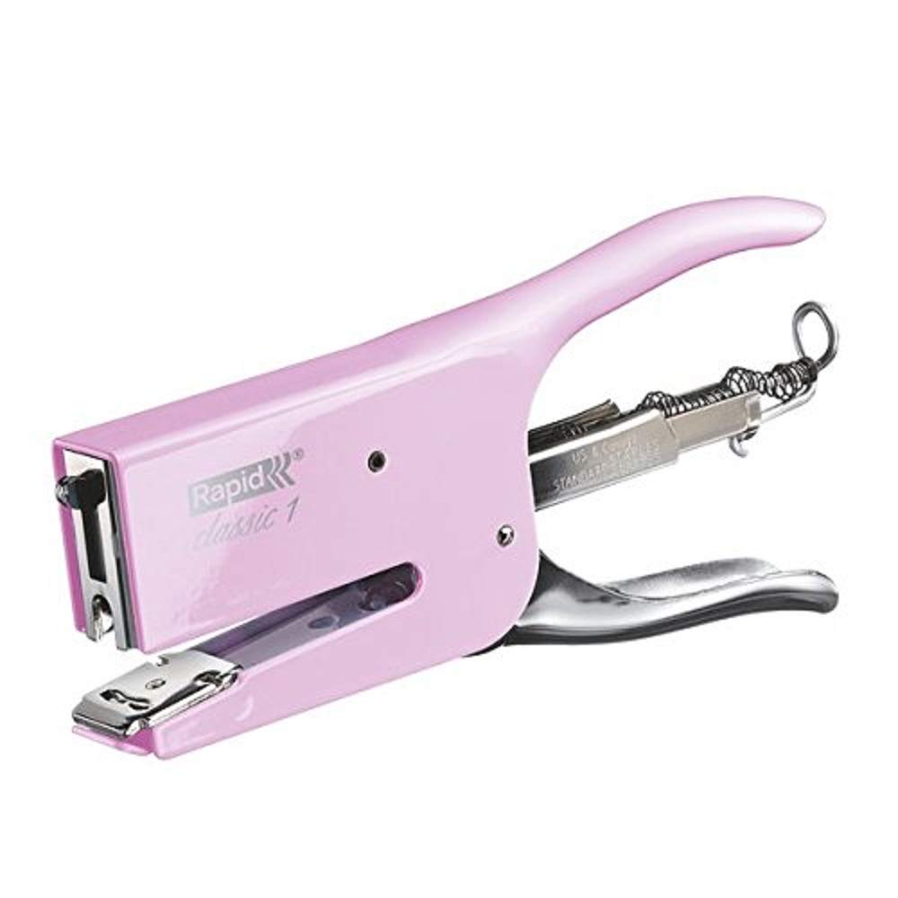 Rapid Retro K1 Stapling Pliers, 50 Sheet Capacity, Stapling and Pinning, Uses 24/6 and 24/8 mm Staples, Metal, Strawberry Cream, 5000493