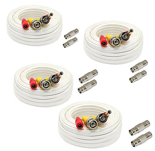 GW Security 4 Pack 100 Feet Video Power Pre-Made All-in-One BNC Cable CCTV Camera Wire Cord with Extension BNC Female Connectors for HD 1080p / 720p / 960H Camera and DVR - Thumbnail 3