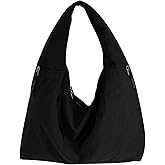 Slouchy Tote Bag for Women Large Nylon Hobo Bag Solid Color Draped Shoulder Bags for Travel Vacation