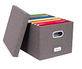 Internet's Best Collapsible File Storage Organizer | Decorative Linen Filing & Storage Office Box | Letter/Legal | Charcoal | 1 Pack