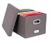 Internet's Best Collapsible File Storage Organizer | Decorative Linen Filing & Storage Office Box | Letter/Legal | Charcoal | 1 Pack primary