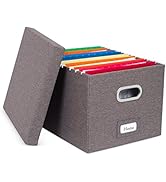 Internet's Best Collapsible File Box Storage Organizer with Lid - Decorative Linen Filing & Stora...