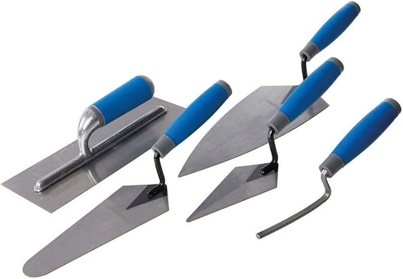Silverline Soft-Grip Trade Trowel Set 5 Piece Carbon Steel Masonry Plaster