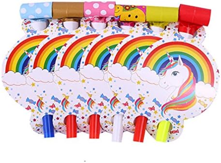 SONGLIN 6 Pcs Unicorn Whistles Sets, Kids Childrens Birthday Party Blowing Dragon Blowout Baby Shower Girls Birthday Supplies Toys Gifts