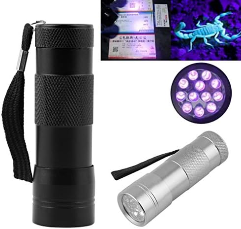 Bepety UV Blacklight Flashlight 12 LED Pet Urine Detector Odor Stain Removers Silver