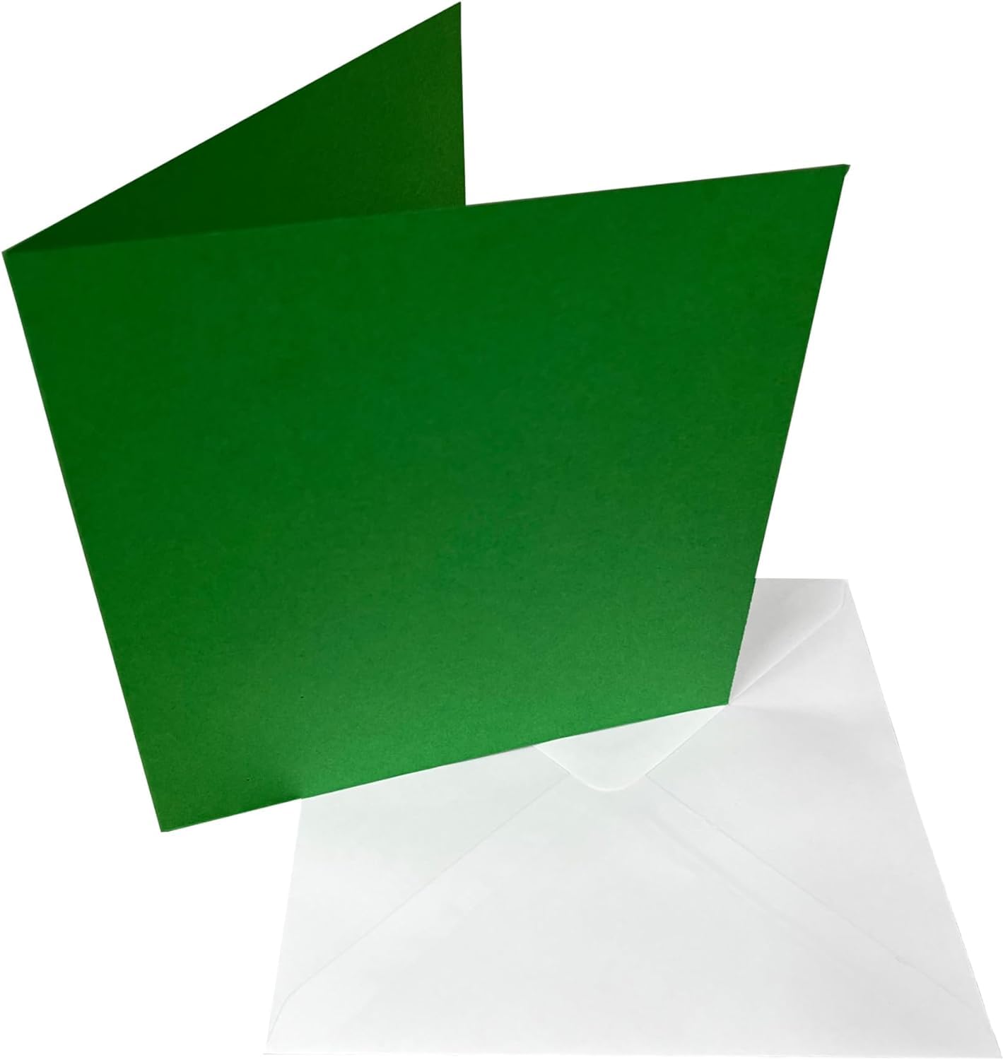 DJP 6x6 Square Creased Blank Christmas Green Smooth Cards & White Envelopes - Pack of 40