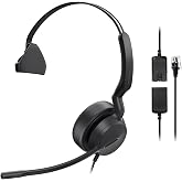 Yealink Phone Headsets for Office Phones YHS36 E2 QD to RJ9 Wired Headset Compatible with Poly Snom Phones Desk Landline VoIP Headset with Microphone -Mono/81g/2.1m Cable