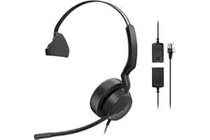 Yealink Phone Headsets for Office Phones YHS36 E2 QD to RJ9 Wired Headset Compatible with Poly Snom Grandstream Phones Desk L