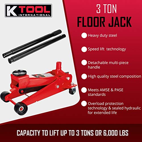 3 Ton Floor Jack Compact Service Jack Wide Lifting Range Jacks Cars and