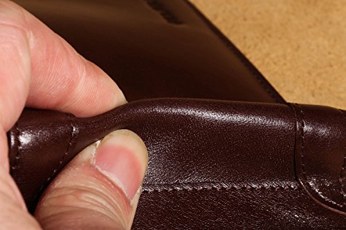 MANBANG Men's Genuine Cowhide Leather Extra Capacity Bifold Wallet Coffee